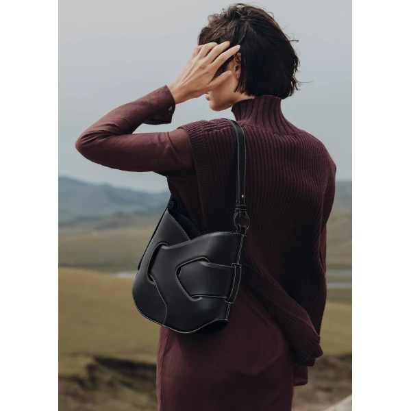 Polène Nodde Hobo in Black Nodde Hobo in Black - Shoulder & Crossbody Bags - Parisian Luxury Leather Bag at Luxury Shoes 