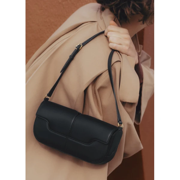 Polène Osmo in Black Osmo in Black - Shoulder & Crossbody Bags - Parisian Luxury Leather Bag at Luxury Shoes 