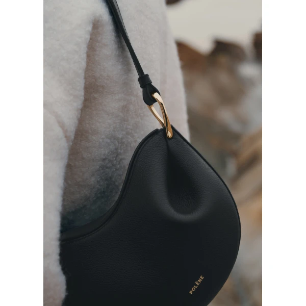 Polène Tonca - Textured Black in Black Tonca - Textured Black in Black - Shoulder & Crossbody Bags - Parisian Luxury Leather Bag at Luxury Shoes 