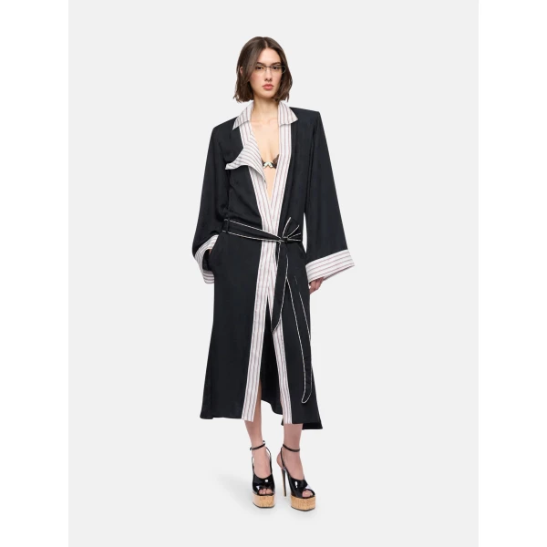 Black and white long coat