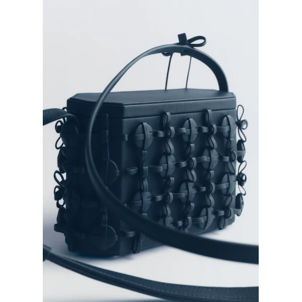 Polène Button Bow Box in Ink Button Bow Box in Ink - Clutch Bags - Parisian Luxury Leather Bag at Luxury Shoes 