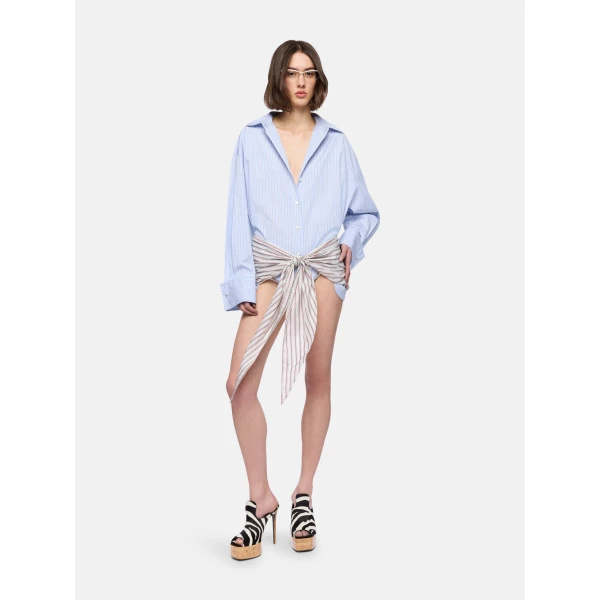 Blue mini shirt dress
