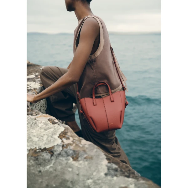 Polène Cyme Tote Nano in Terracotta Cyme Tote Nano in Terracotta - Mini Bags - Parisian Luxury Leather Bag at Luxury Shoes 