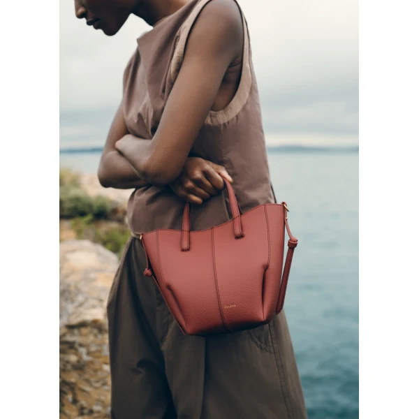 Polène Cyme Tote Nano in Terracotta Cyme Tote Nano in Terracotta - Mini Bags - Parisian Luxury Leather Bag at Luxury Shoes 