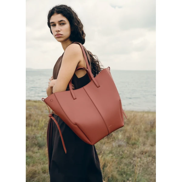 Polène Cyme Tote in Terracotta Cyme Tote in Terracotta - Totes & Top-Handle Bags - Parisian Luxury Leather Bag at Luxury Shoes 