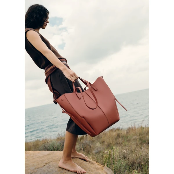 Polène Cyme Tote in Terracotta Cyme Tote in Terracotta - Totes & Top-Handle Bags - Parisian Luxury Leather Bag at Luxury Shoes 
