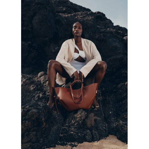 Polène Cyme in Cognac Cyme in Cognac - Totes & Top-Handle Bags - Parisian Luxury Leather Bag at Luxury Shoes 