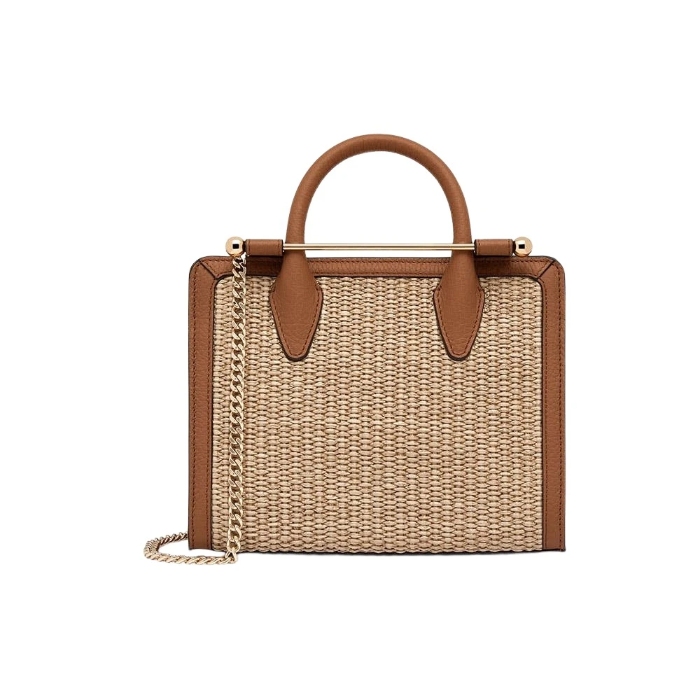 Brown-Mini-Tote-in-Tan-and-Natural-Raffia68095_nobg Strathberry Mini Tote bag