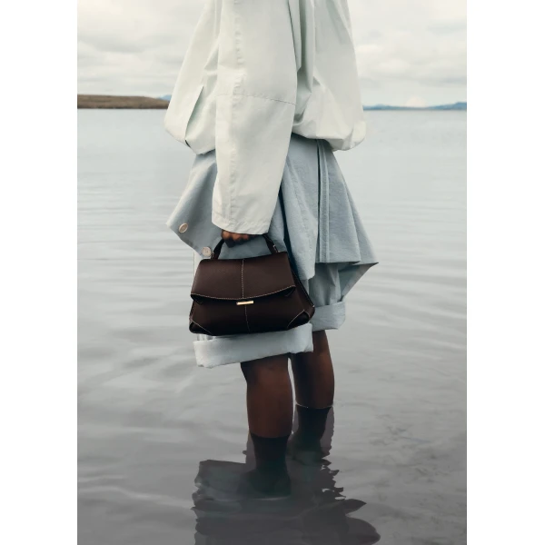 Polène Mokki Mini -Textured Ebony in Brown Mokki Mini -Textured Ebony in Brown - Mini Bags - Parisian Luxury Leather Bag at Luxury Shoes 