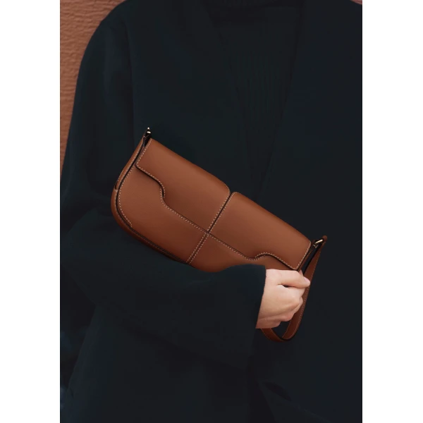 Polène Osmo in Cognac Osmo in Cognac - Shoulder & Crossbody Bags - Parisian Luxury Leather Bag at Luxury Shoes 