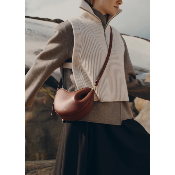 Polène Tonca in Cognac Tonca in Cognac - Shoulder & Crossbody Bags - Parisian Luxury Leather Bag at Luxury Shoes 