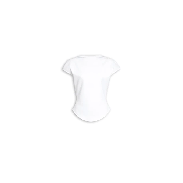 Alaïa Cap Cotton T Shirt - ALAÏA Tops - Laser Cut Luxury - Shop at Luxury Shoes 