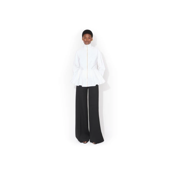 Alaïa Cotton Poplin Peplum Jacket - ALAÏA Jackets - Laser Cut Luxury - Shop at Luxury Shoes 