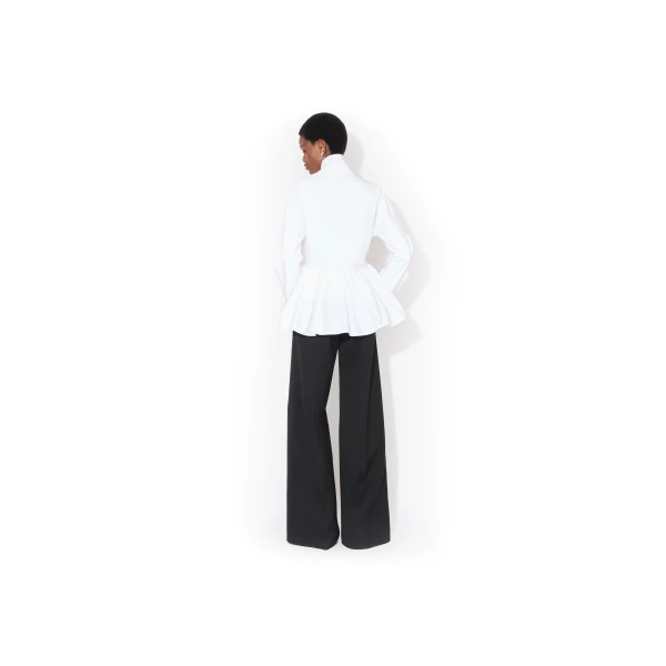 Alaïa Cotton Poplin Peplum Jacket - ALAÏA Jackets - Laser Cut Luxury - Shop at Luxury Shoes 