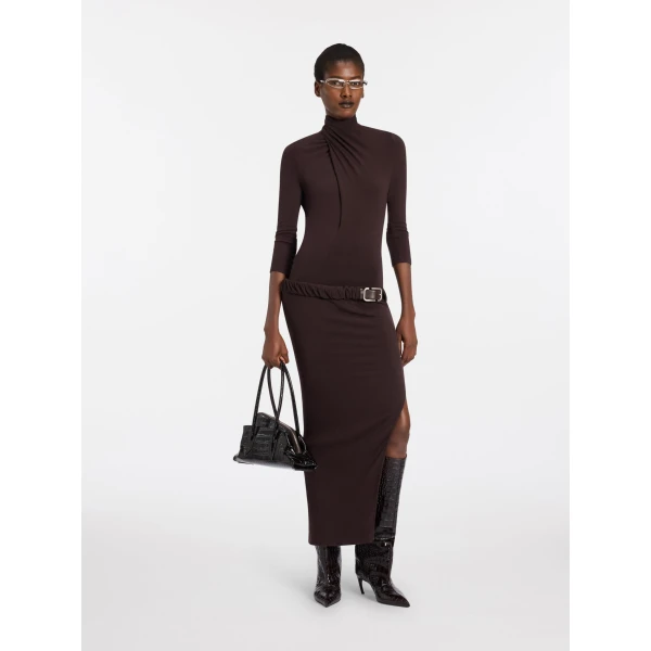 Dark brown midi dress
