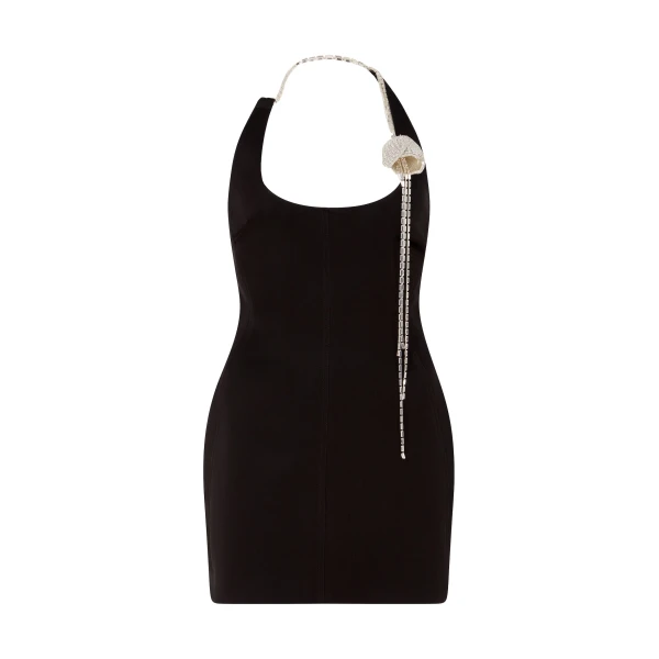 David Koma Crystal Flower On Shoulder Mini Dress