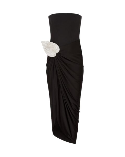 David Koma Crystal Leaf And Draped Skirt Corset Dress