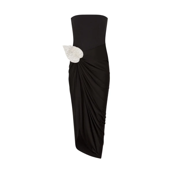 David Koma Crystal Leaf And Draped Skirt Corset Dress