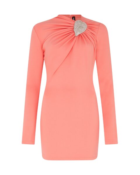 David Koma Crystal Leaf And Ruched Detail Mini Dress