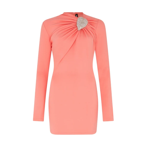 David Koma Crystal Leaf And Ruched Detail Mini Dress
