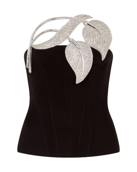 David Koma Crystal Leaf Corset Top