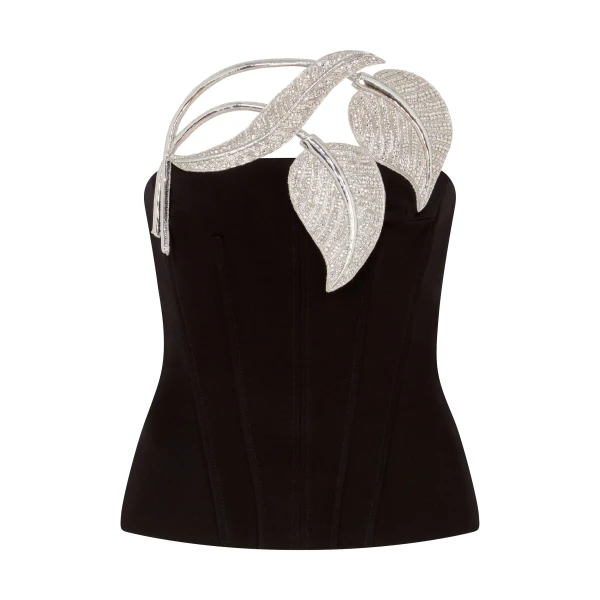 David Koma Crystal Leaf Corset Top