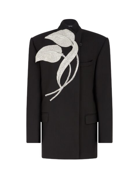 David Koma Crystal Leaf Oversized Jacket
