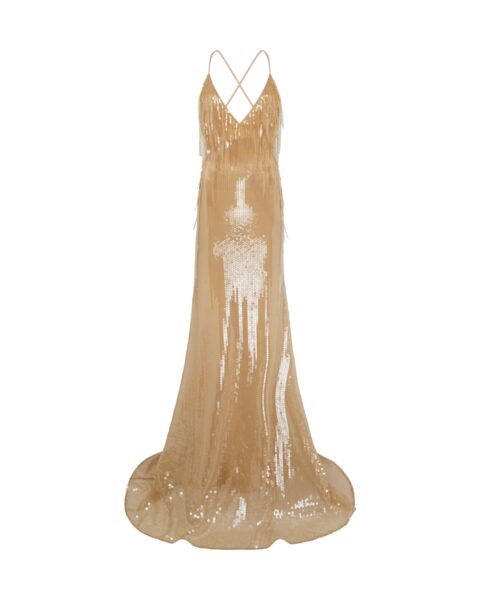 David Koma Gradient Sequin V Neck Gown