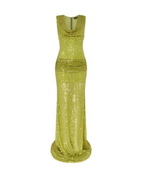 David Koma Plunge Neckline Sequin Embellished Gown
