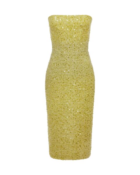 David Koma Sequin Boucle Corset Midi Dress