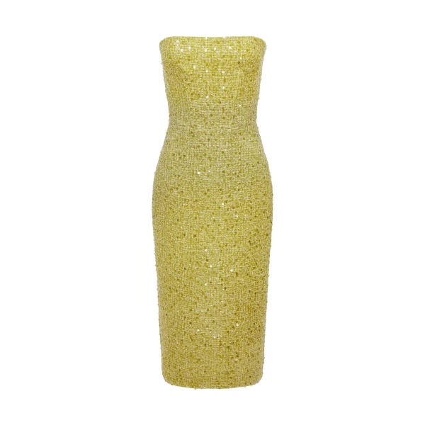 David Koma Sequin Boucle Corset Midi Dress