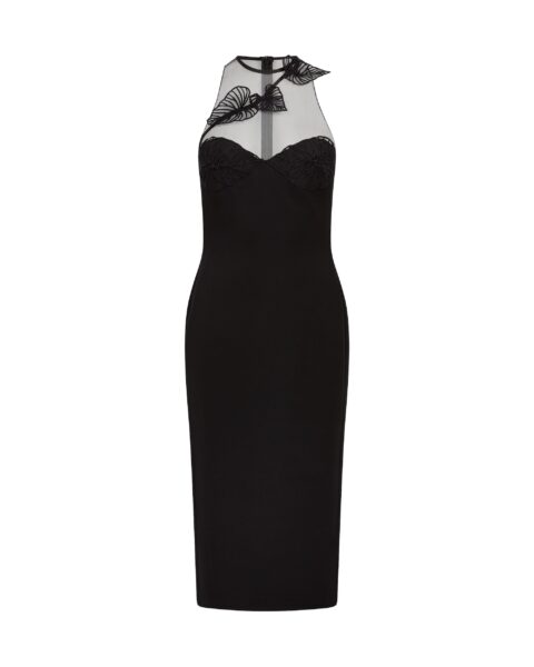 David Koma Thread Leaf Cluster Embroidery Midi Dress