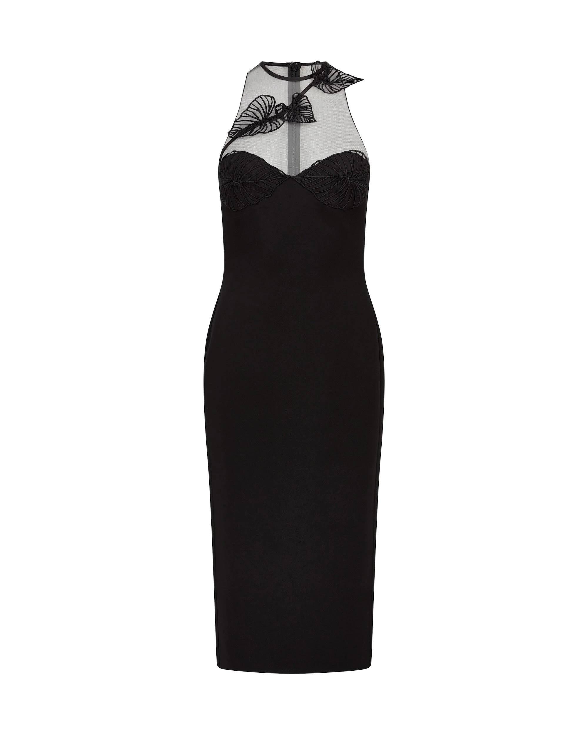 David Koma Thread Leaf Cluster Embroidery Midi Dress David Koma Thread Leaf Cluster Embroidery Midi Dress