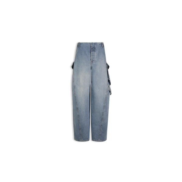 Alaïa Denim Cargo Pants - ALAÏA Pants - Laser Cut Luxury - Shop at Luxury Shoes 