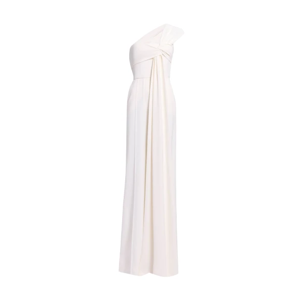 Elie Saab Asymmetric Cady Jumpsuit in White featuring  – Luxury Designer Fashion at Luxury Shoes .