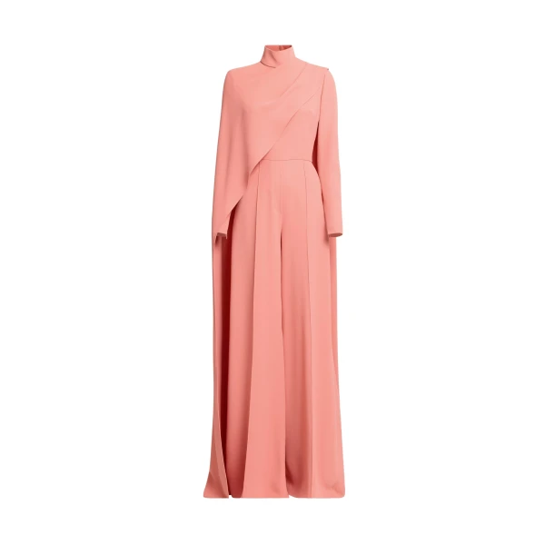 Elie Saab Asymmetrical Cape Cady Jumpsuit in Pink featuring  – Luxury Designer Fashion at Luxury Shoes .