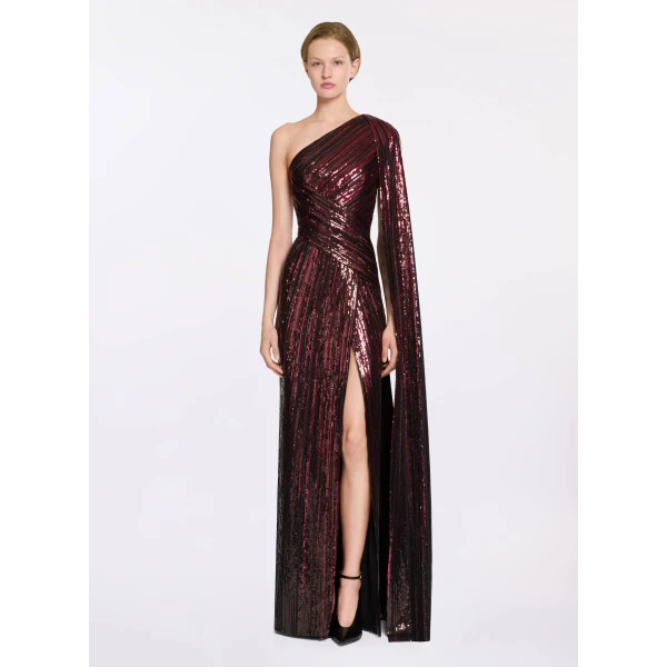 Elie Saab Asymmetrical Sequin Embroidered Dress in Multicolour featuring  – Luxury Designer Fashion at Luxury Shoes .