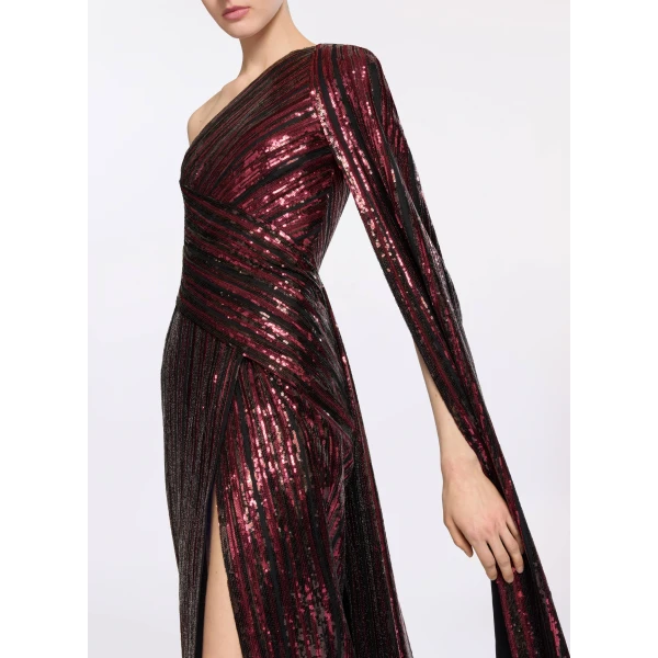 Elie Saab Asymmetrical Sequin Embroidered Dress in Multicolour featuring  – Luxury Designer Fashion at Luxury Shoes .