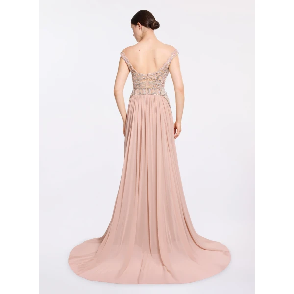 Elie Saab Bead Embroidered Corset Dress in Pink featuring  – Luxury Designer Fashion at Luxury Shoes .