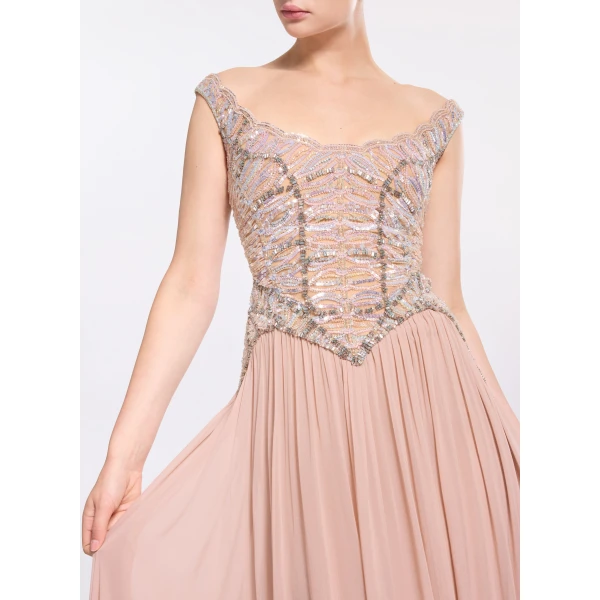 Elie Saab Bead Embroidered Corset Dress in Pink featuring  – Luxury Designer Fashion at Luxury Shoes .