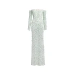 Elie Saab Bead Embroidered Gown in Green featuring  – Luxury Designer Fashion at Luxury Shoes .