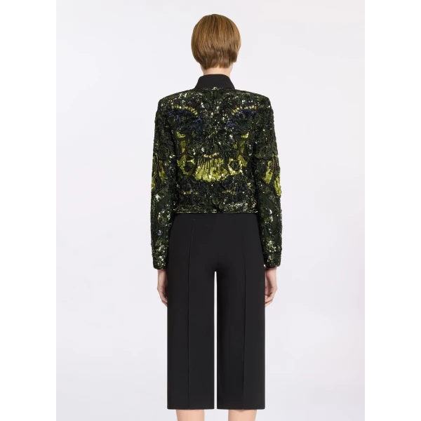 Elie Saab Bead Embroidered Jacket in Green featuring  – Luxury Designer Fashion at Luxury Shoes .