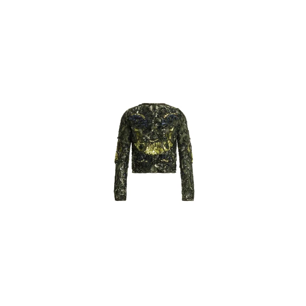 Elie Saab Bead Embroidered Jacket in Green featuring  – Luxury Designer Fashion at Luxury Shoes .