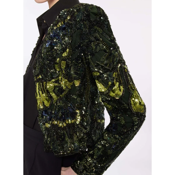 Elie Saab Bead Embroidered Jacket in Green featuring  – Luxury Designer Fashion at Luxury Shoes .