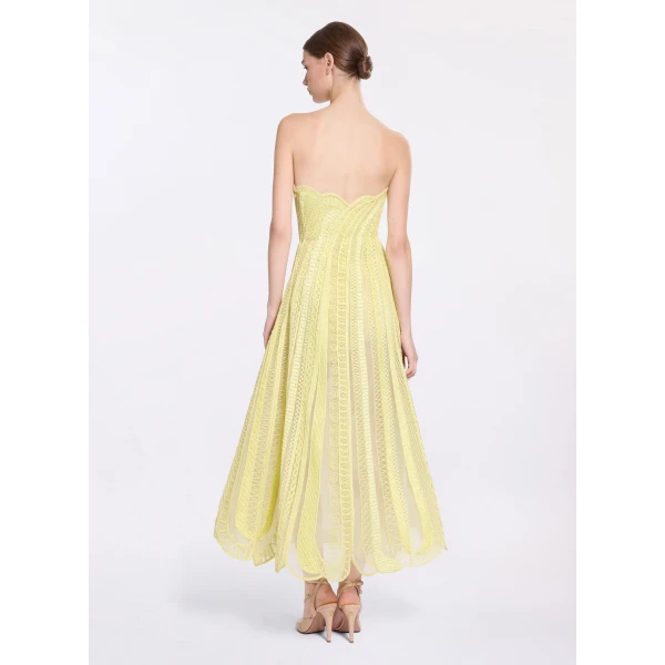 Elie Saab Bead Embroidered Midi Dress in Yellow featuring  – Luxury Designer Fashion at Luxury Shoes .