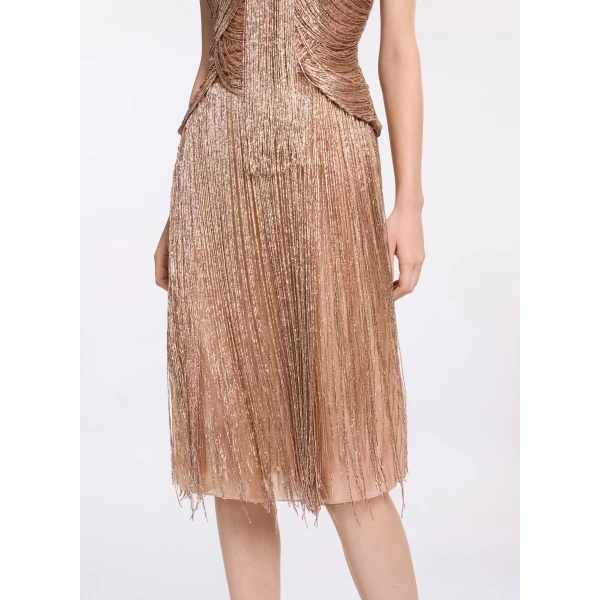 Elie Saab Bead Embroidered Midi Skirt in Neutrals featuring  – Luxury Designer Fashion at Luxury Shoes .