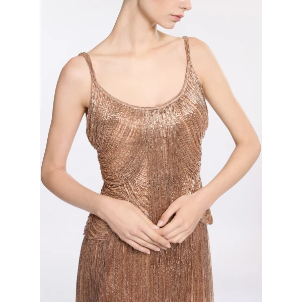 Elie Saab Bead Embroidered Top in Neutrals featuring  – Luxury Designer Fashion at Luxury Shoes .