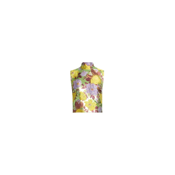 Elie Saab Brocade High Neck Top in Multicolour featuring  – Luxury Designer Fashion at Luxury Shoes .