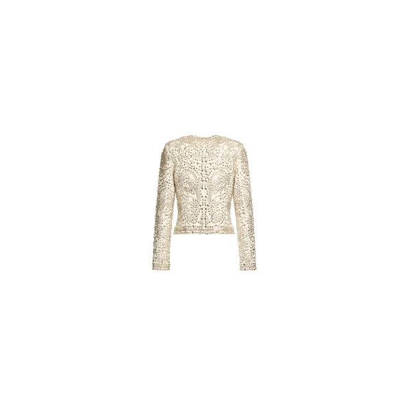 Elie Saab Cady Bead Embroidered Jacket in White featuring  – Luxury Designer Fashion at Luxury Shoes .