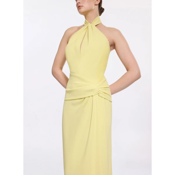 Elie Saab Cady Long Dress in Yellow featuring  – Luxury Designer Fashion at Luxury Shoes .